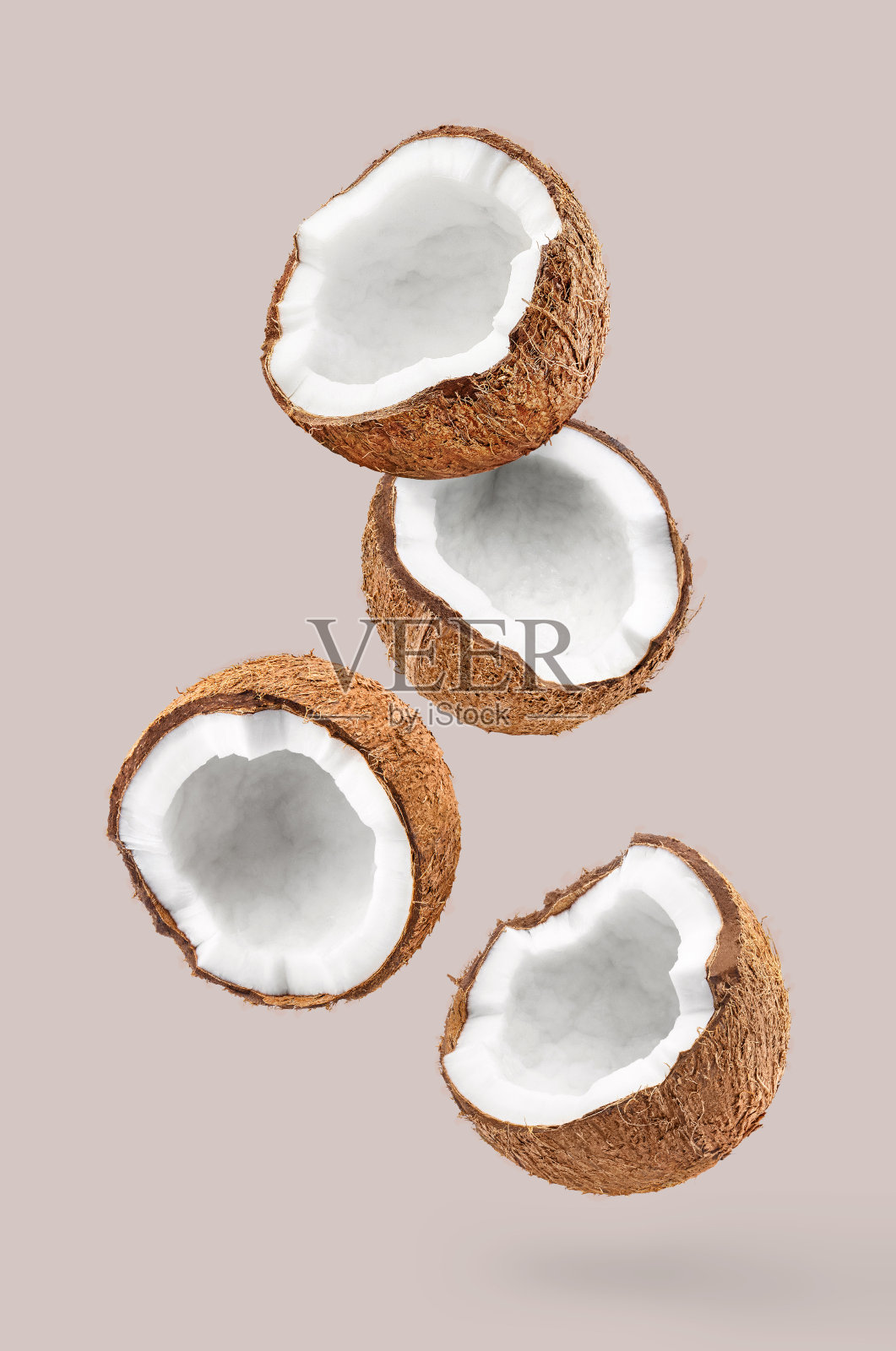 美味的椰子，孤立的粉彩背景照片摄影图片