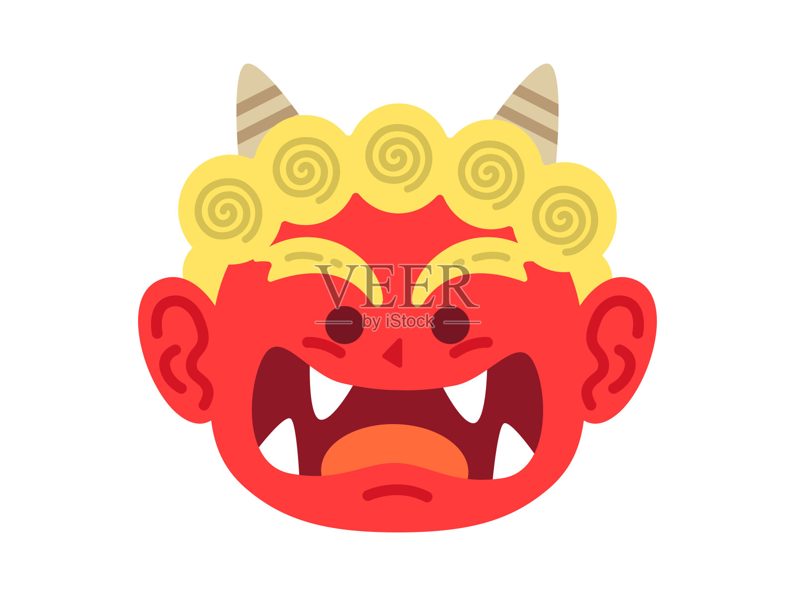 红色恶魔脸的插图。插画图片素材