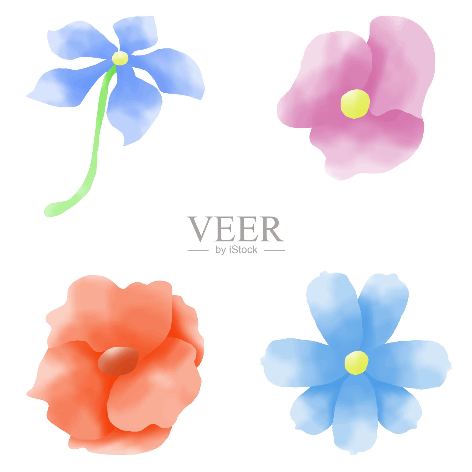 水彩花元素插画图片素材