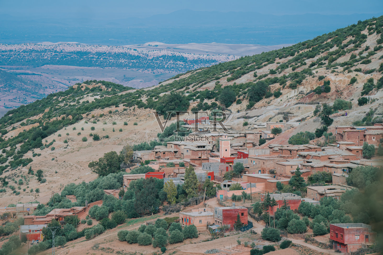 北非阿特拉斯山摩洛哥的卡斯巴和村庄照片摄影图片
