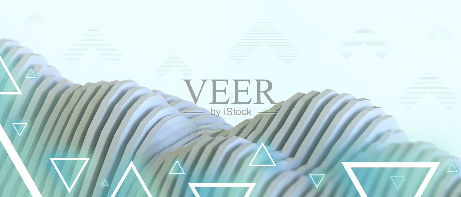 抽象的背景。蓝绿背景上的数字声波和区块链概念的未来元宇宙技术创新。复制空间，软件，横幅，网站-3d渲染照片摄影图片