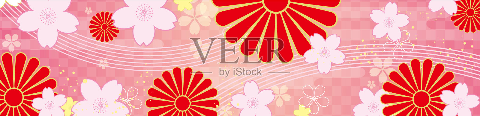 新年背景插图。日本图案的漂亮背景。插画图片素材