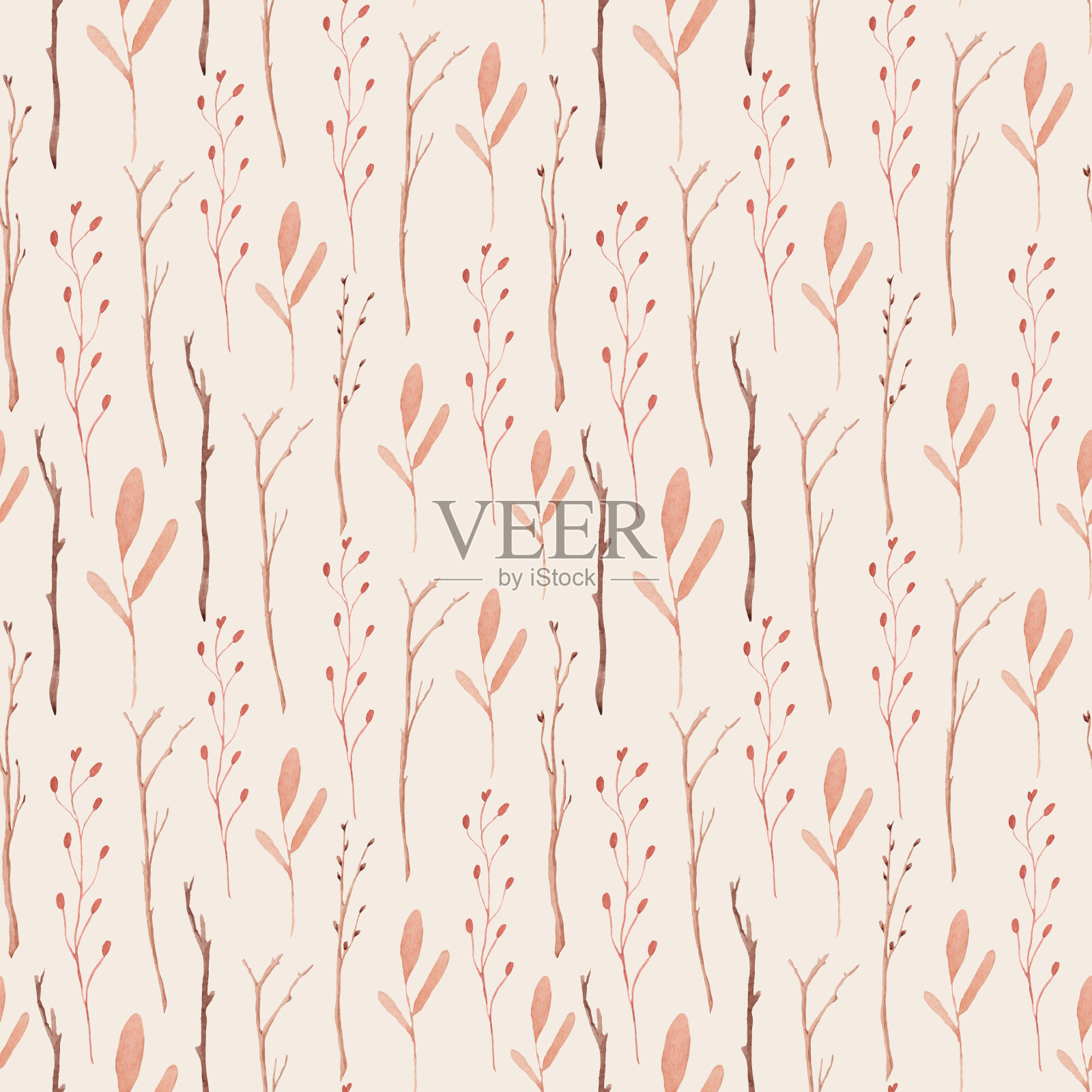 花卉集无缝模式，牡丹，玫瑰，红色和粉红色的颜色，水彩画，为您的设计，在一个白色的背景插画图片素材