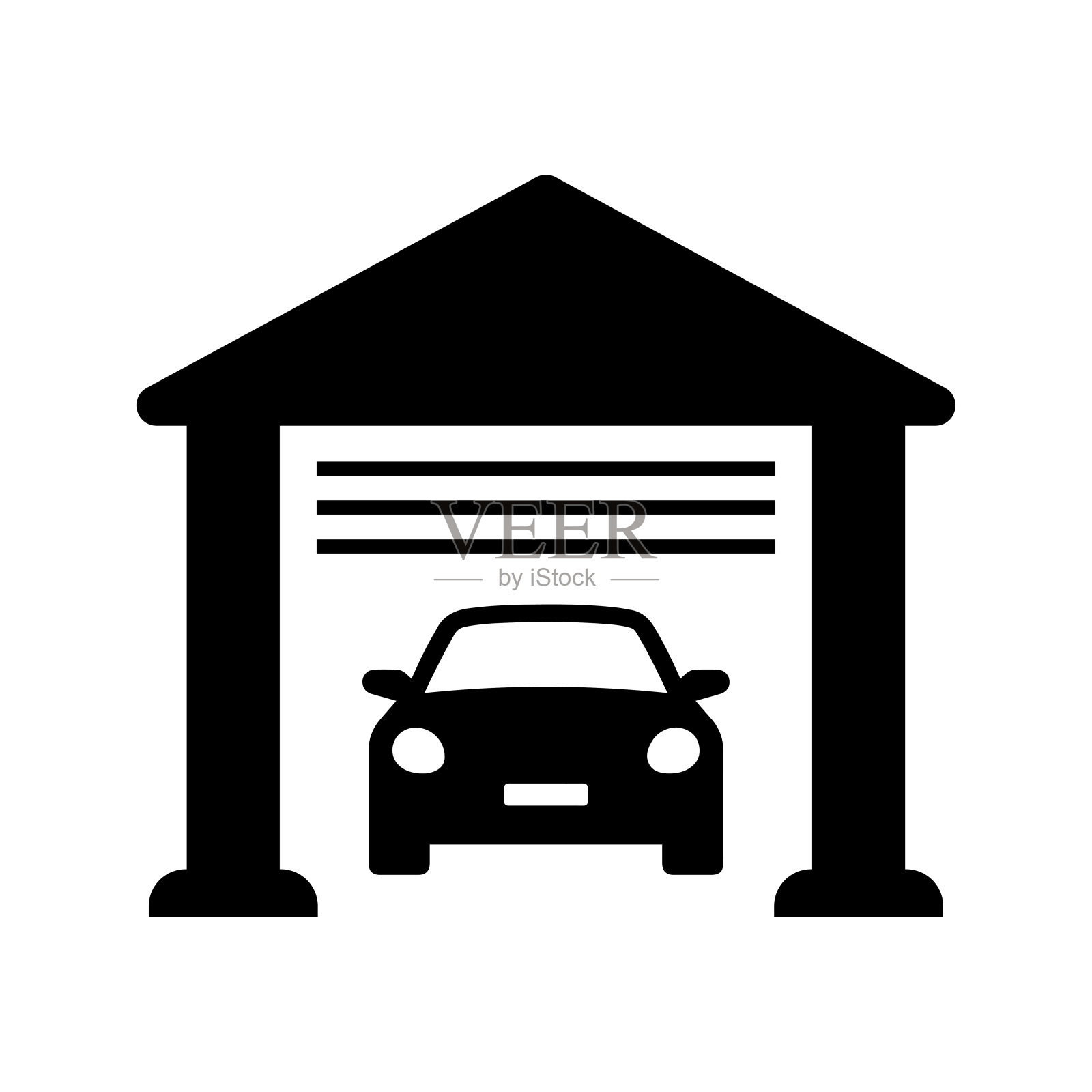 汽车，马车，交通工具图标。黑色矢量图形。插画图片素材