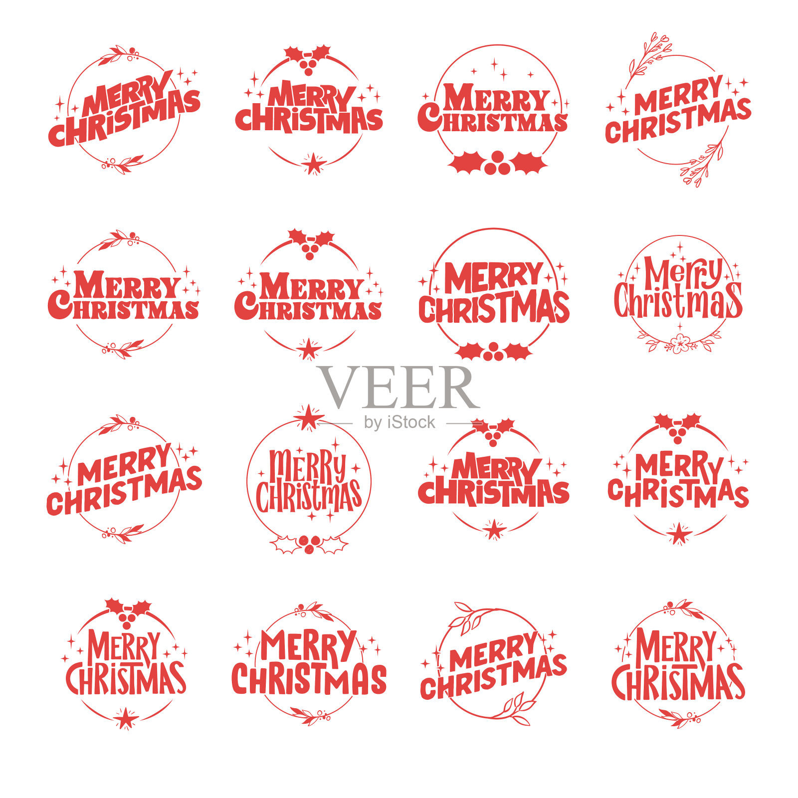 圣诞快乐字体设计。插画图片素材