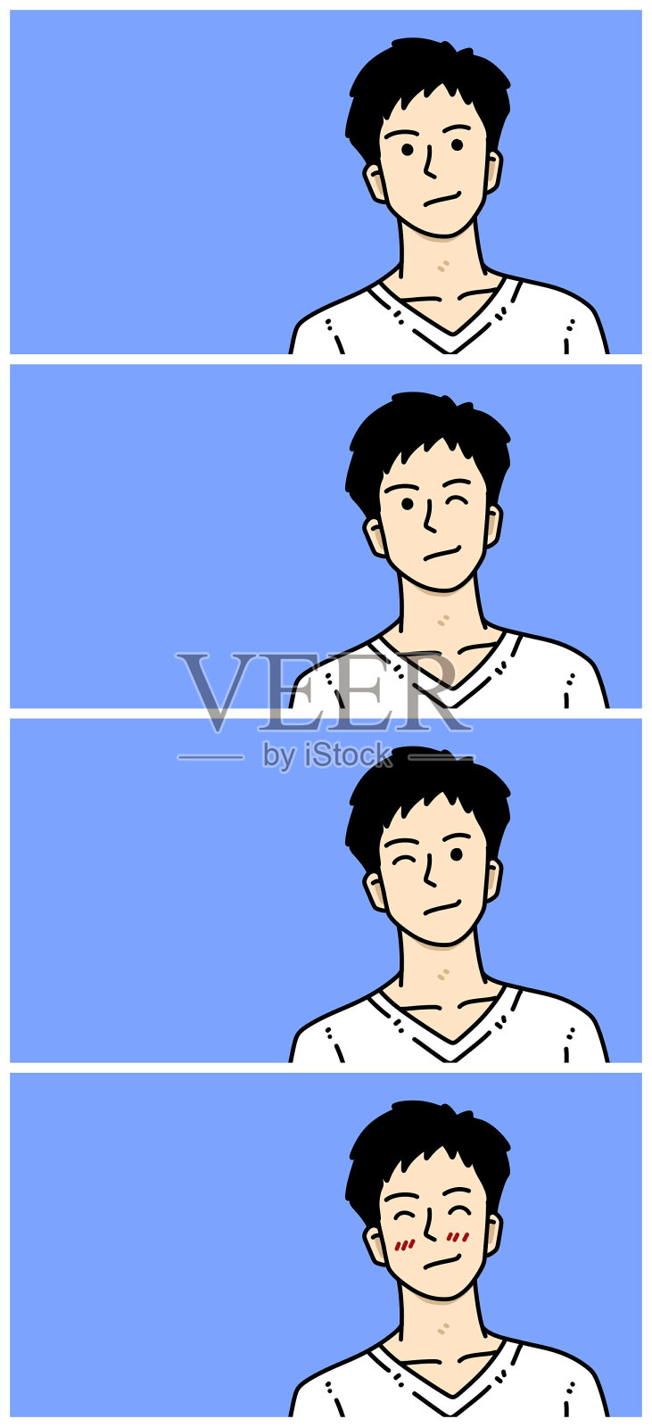 蓝色背景上的可爱男人卡通插画图片素材