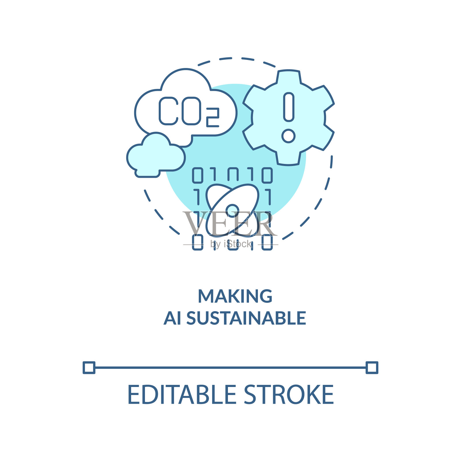 让人工智能成为可持续的蓝绿色概念图标插画图片素材