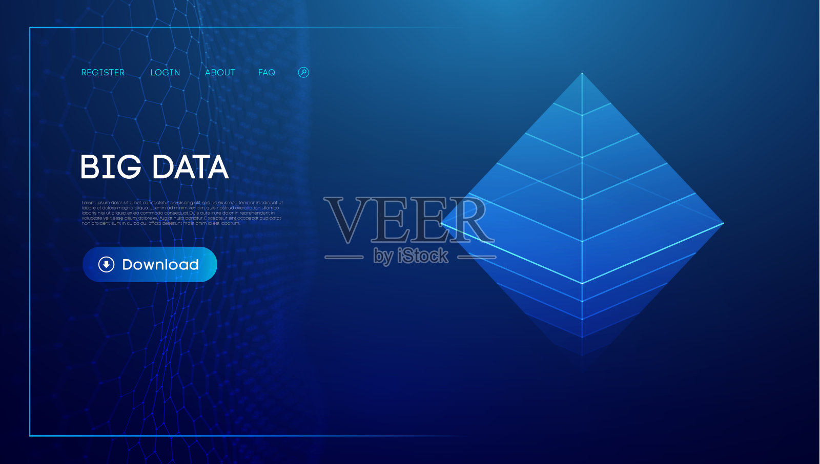 3d菱形业务技术背景。技术向量抽象背景。线框菱形三维模型。插画图片素材