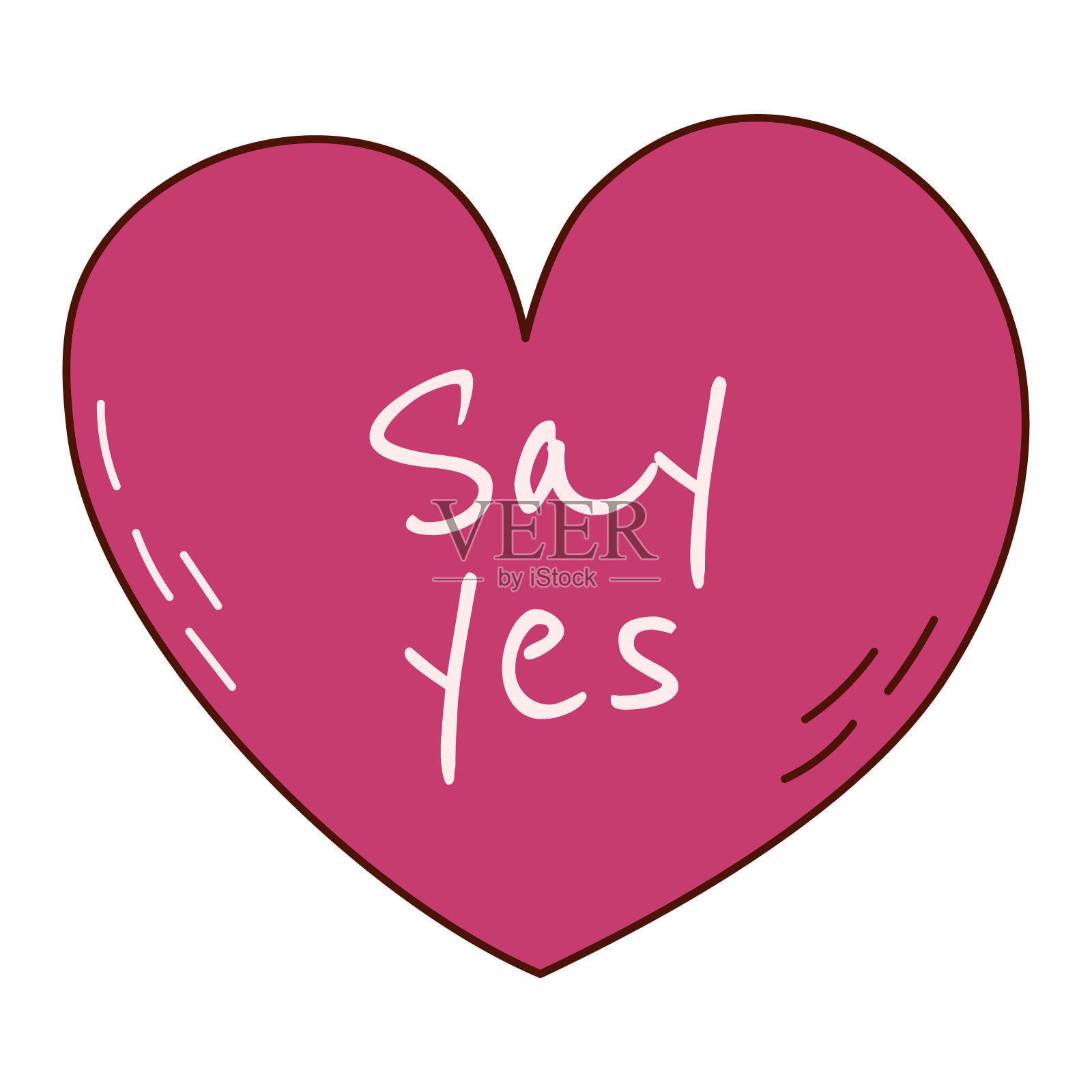 情人节手绘心形礼物。海报、贺卡、横幅和邀请函的设计元素。插画图片素材