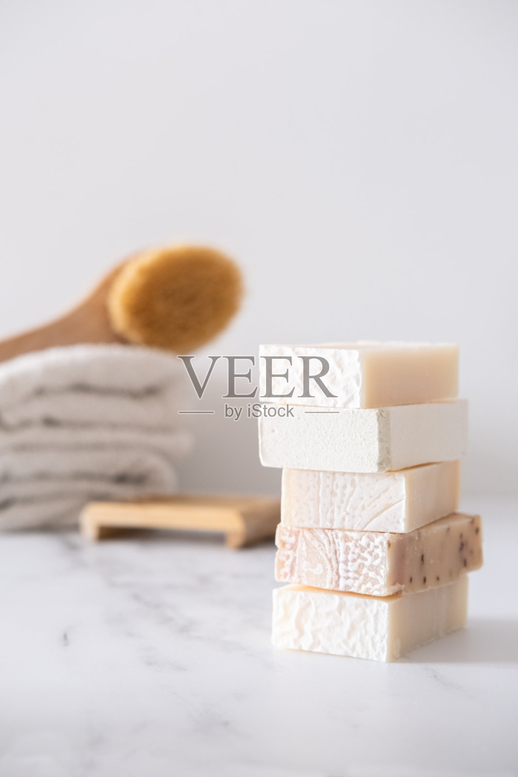 一堆天然有机手工肥皂照片摄影图片