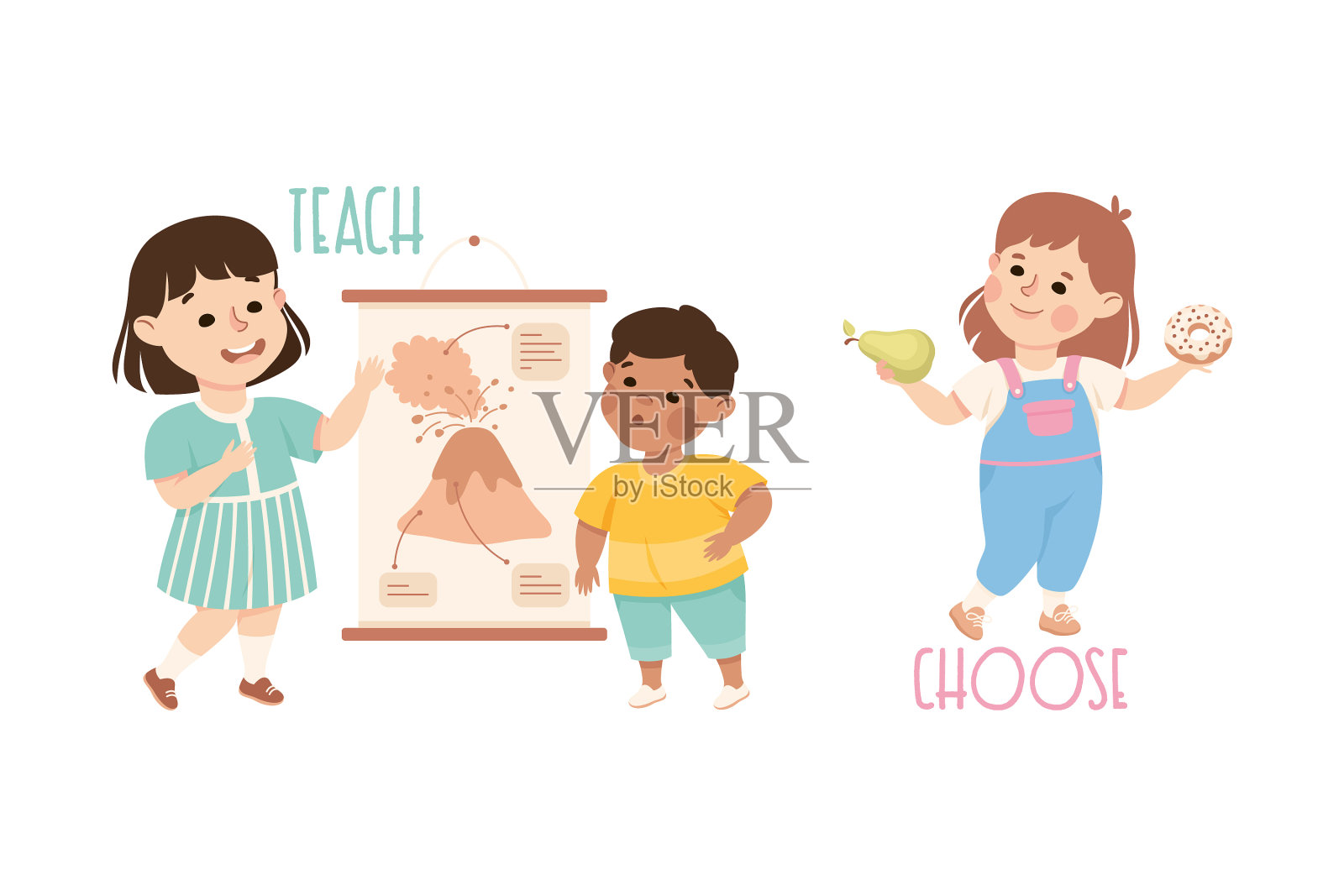 小男孩和女孩教和选择设计元素图片