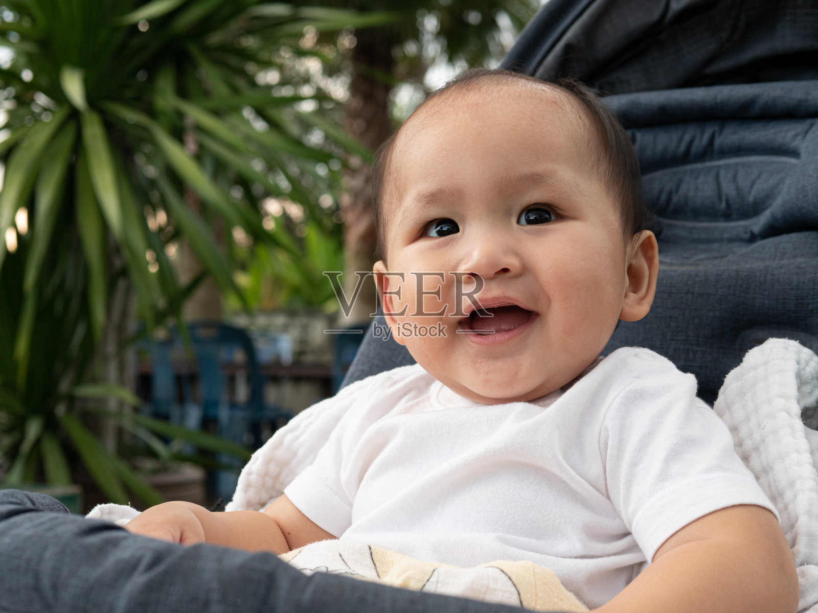 可爱的亚洲女婴肖像户外照片摄影图片