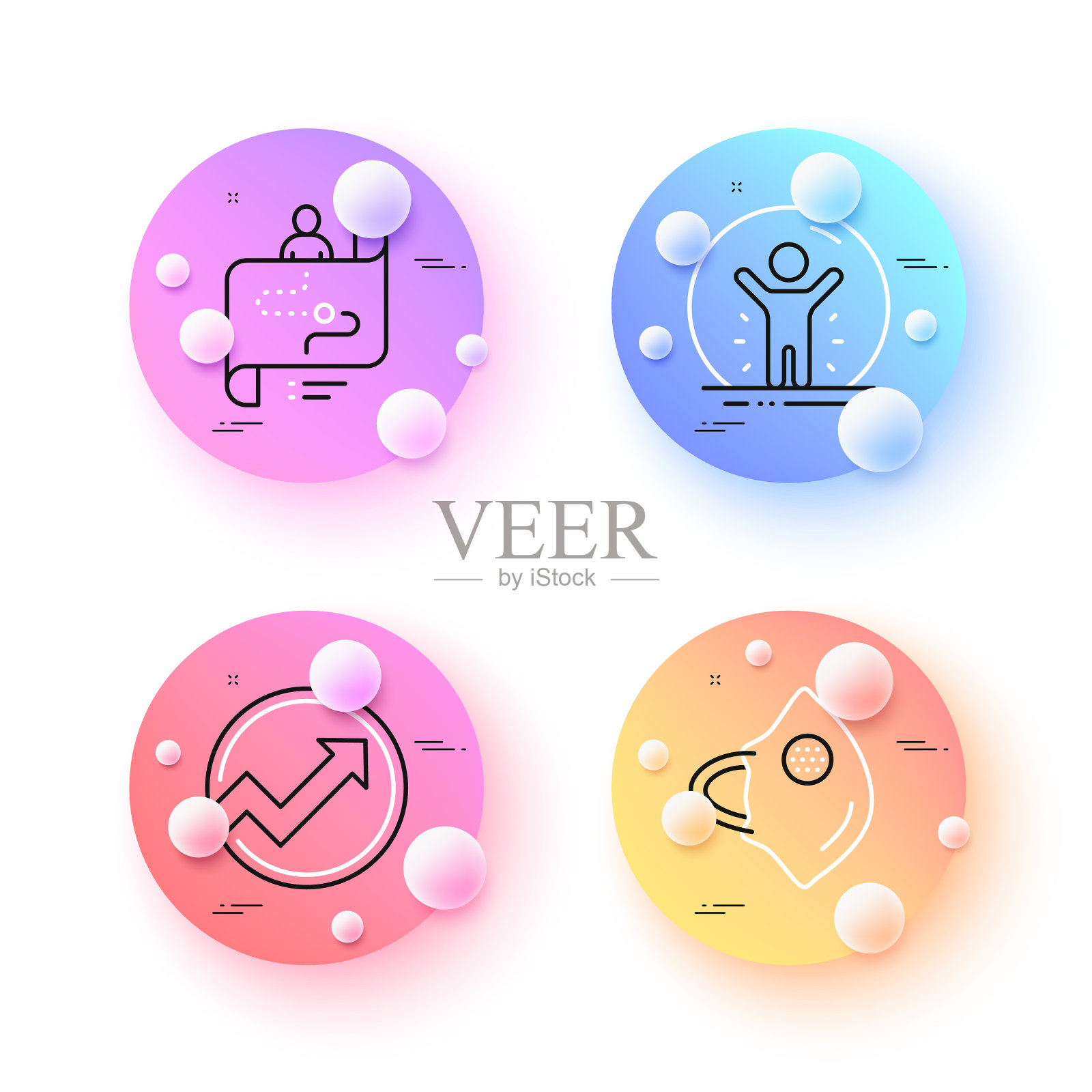 旅行路径医用口罩和审核最低线图标素材