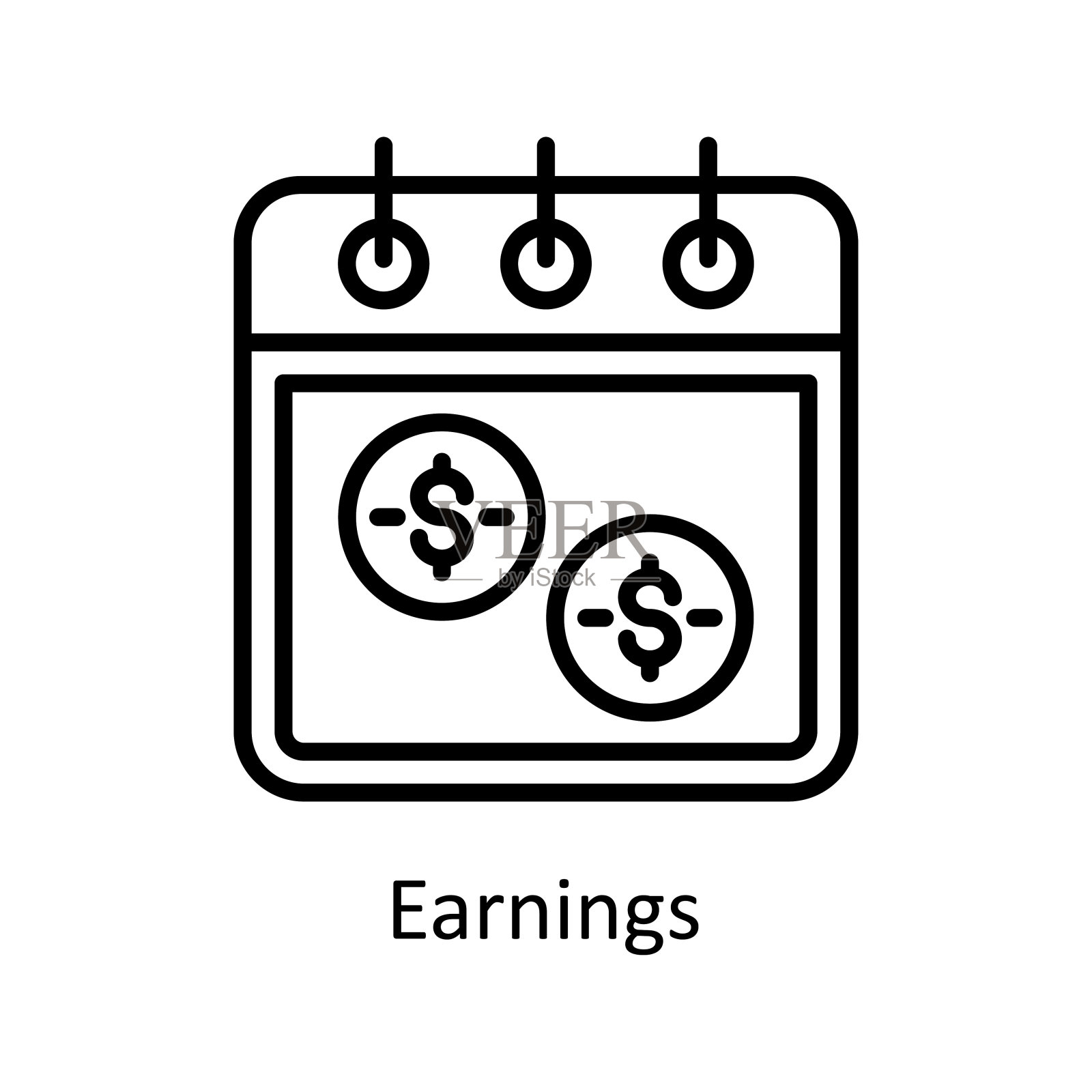 收益矢量轮廓图标设计说明。白色背景EPS 10文件上的业务和数据管理符号插画图片素材