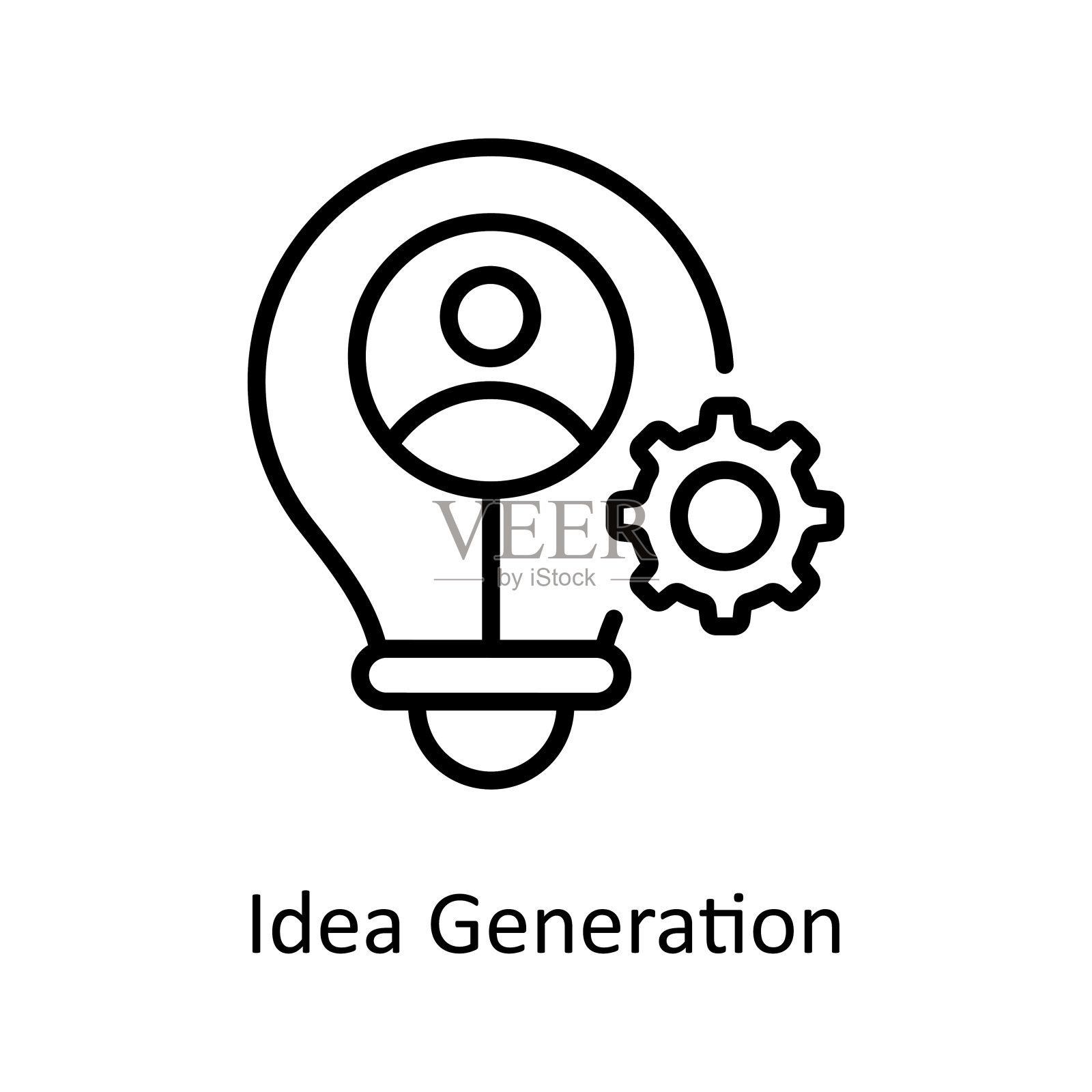 概念生成矢量轮廓图标设计说明。白色背景EPS 10文件上的业务和数据管理符号插画图片素材