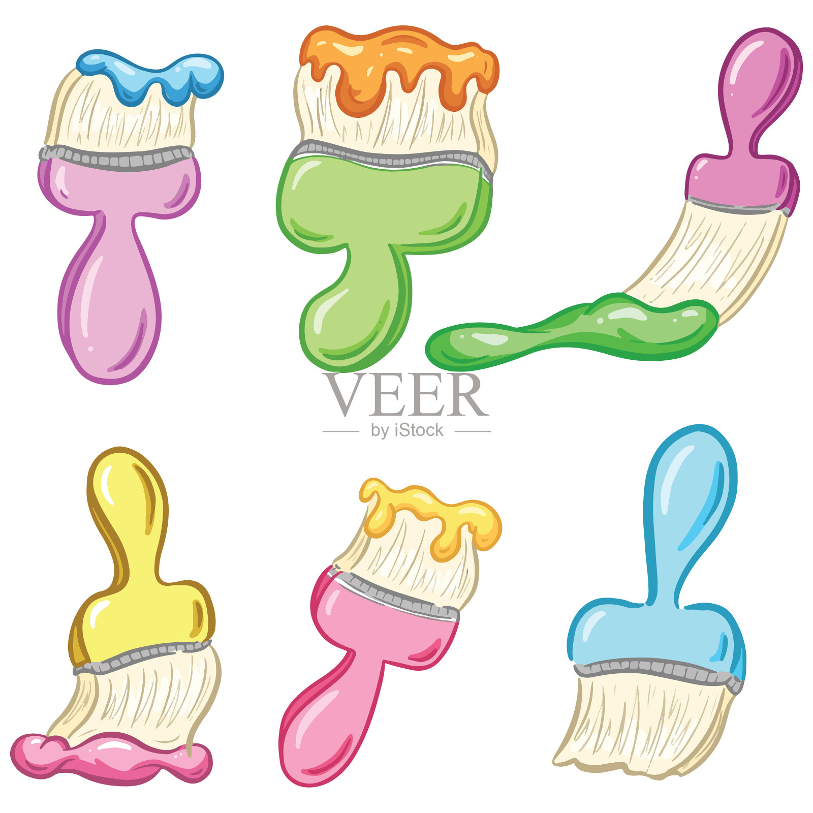 卡通油漆刷或油漆刷艺术标志插图的创意和工艺设计插画图片素材