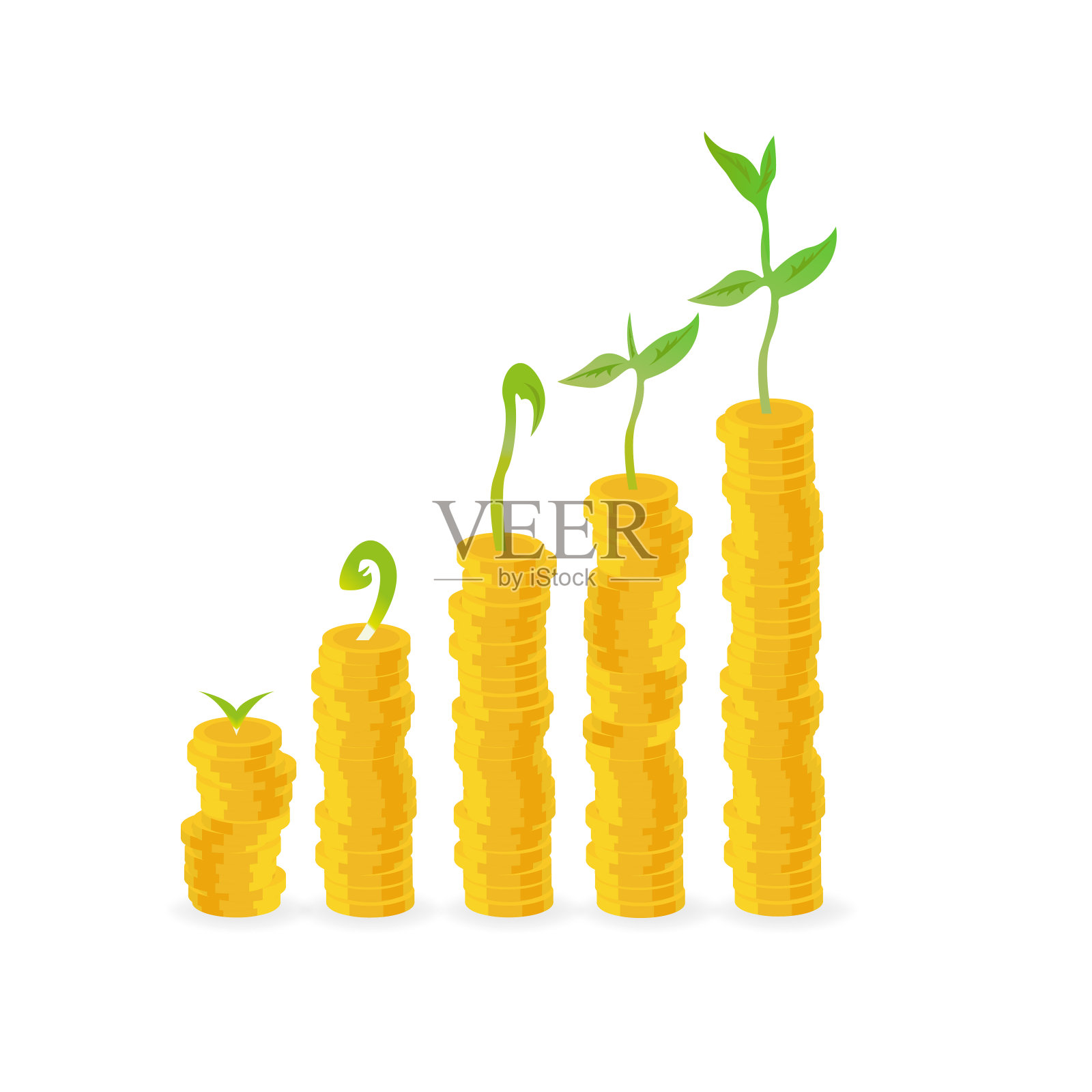 金币和这种植物一起生长。矢量图插画图片素材