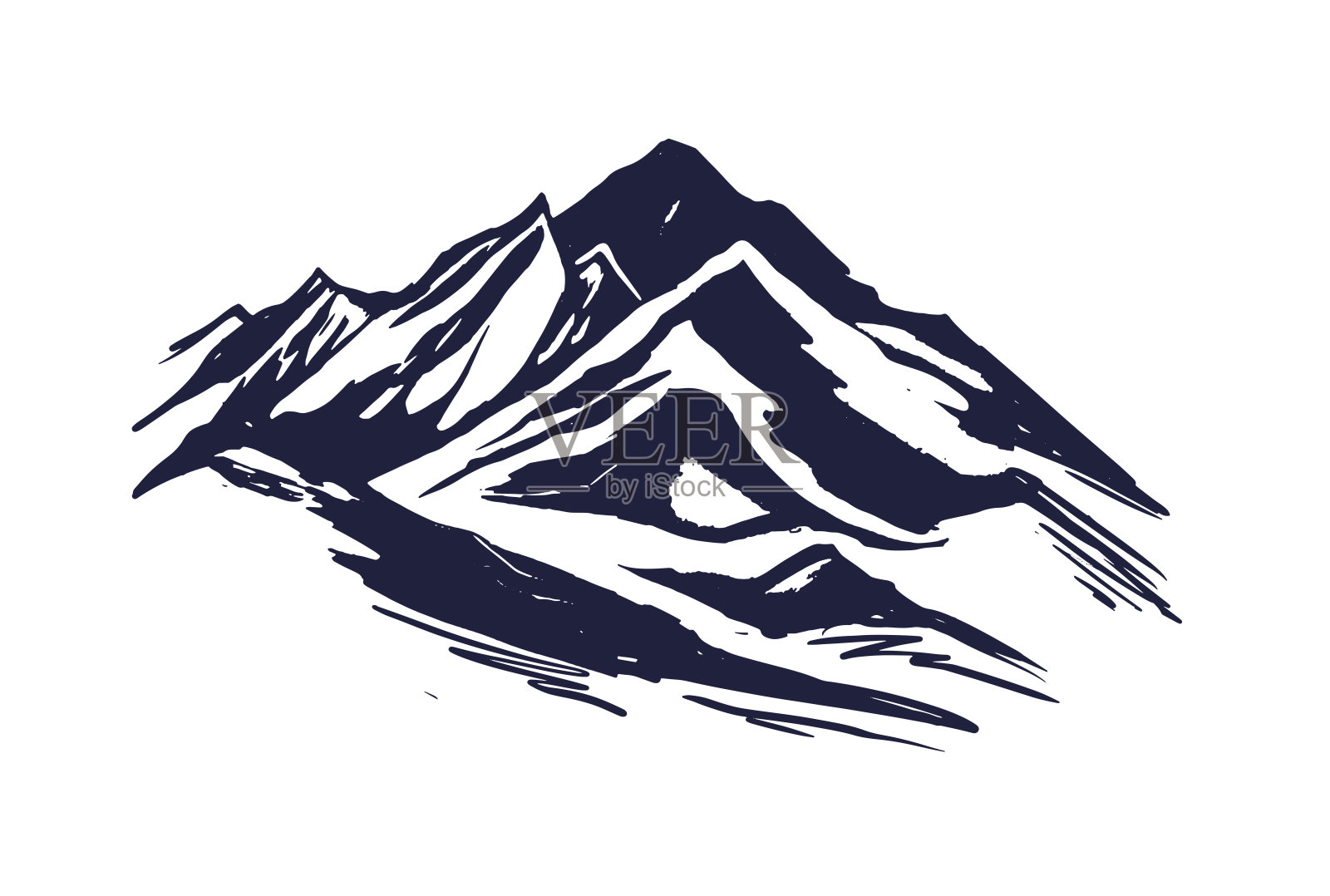 落基山脉，手绘风格，矢量插图。插画图片素材