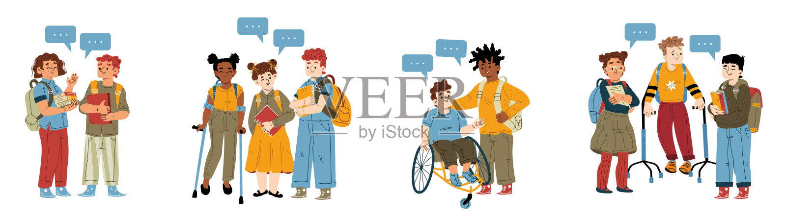 残疾儿童是学校的朋友插画图片素材