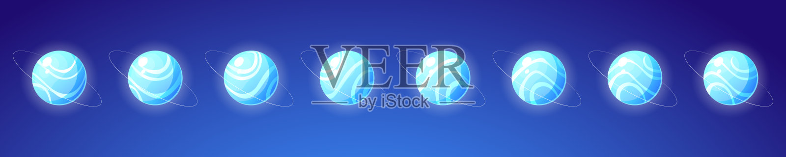 背景上隔离的行星旋转集插画图片素材