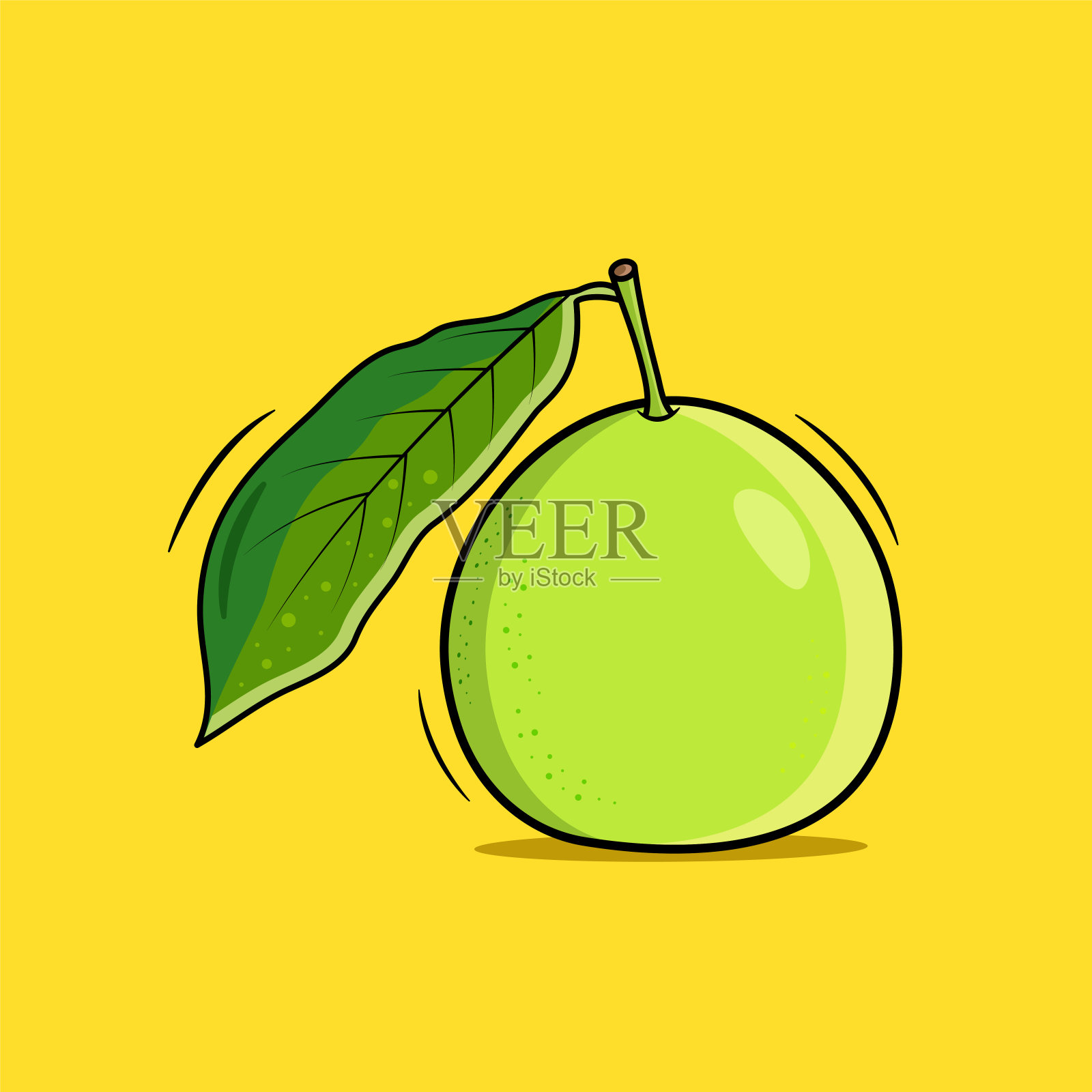 番石榴果实分离在黄色背景载体插画图片素材
