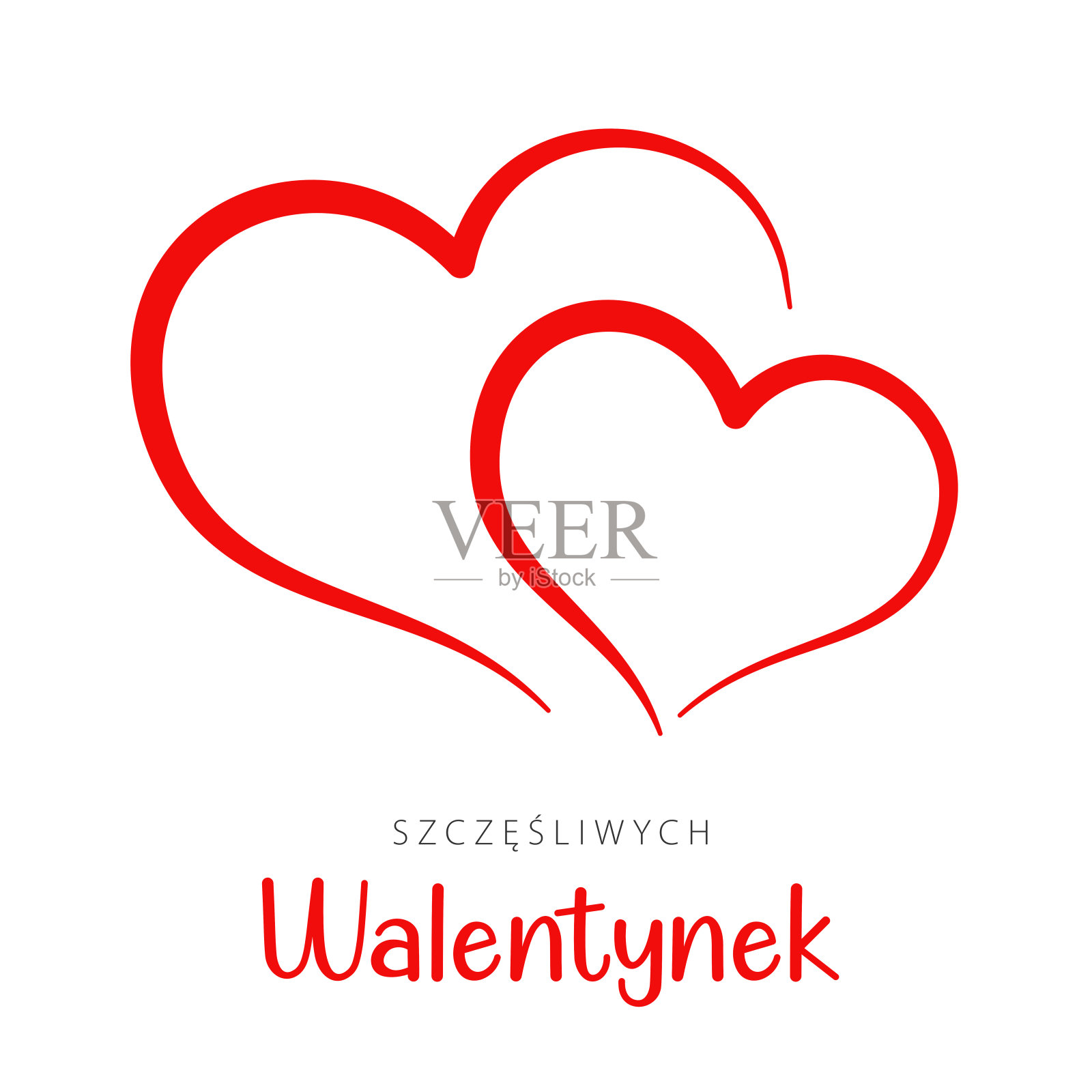 用波兰语写的心形情人节快乐。矢量图插画图片素材