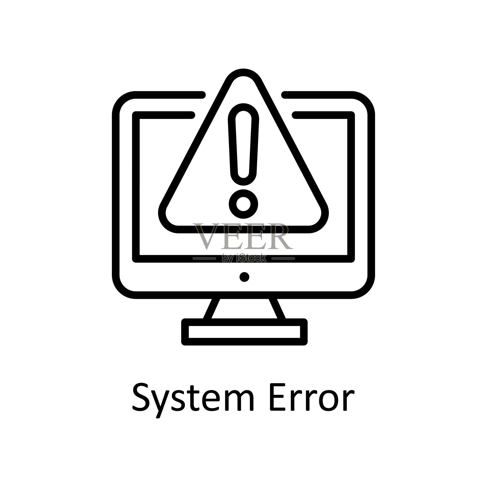 系统错误矢量轮廓图标设计说明。设计和开发符号在白色背景EPS 10文件插画图片素材