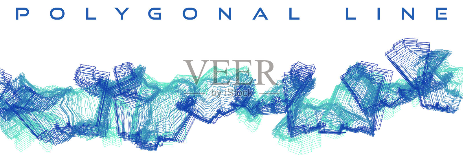 带有颜色过渡的蓝色抽象多边形线条。矢量图形插画图片素材