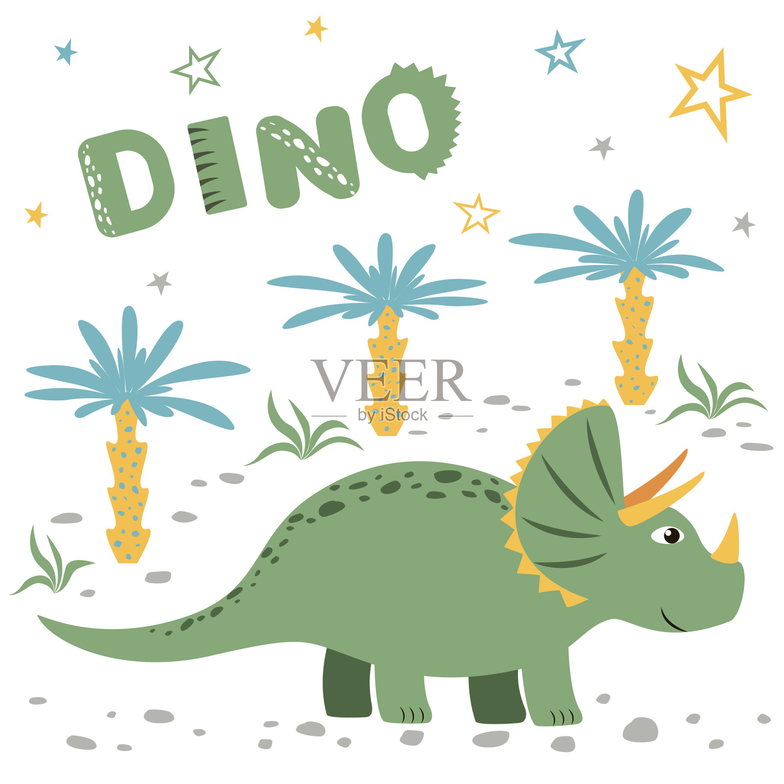 矢量儿童绘画与恐龙插画图片素材