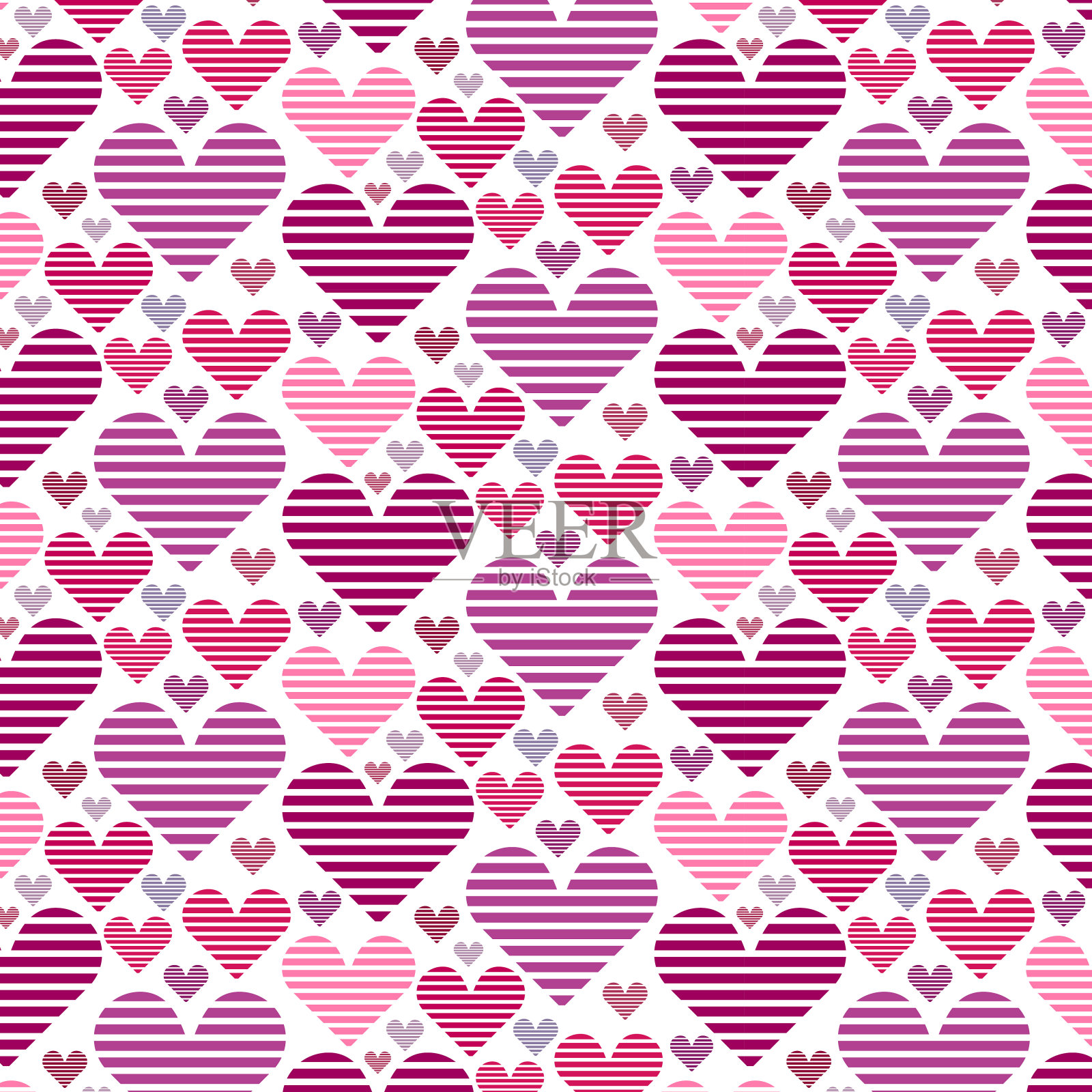 条纹爱心矢量抽象无缝图案背景插画图片素材