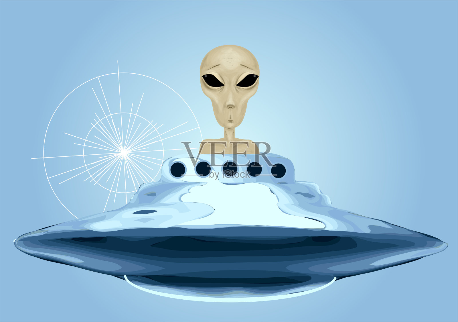 UFO和外星人插画图片素材