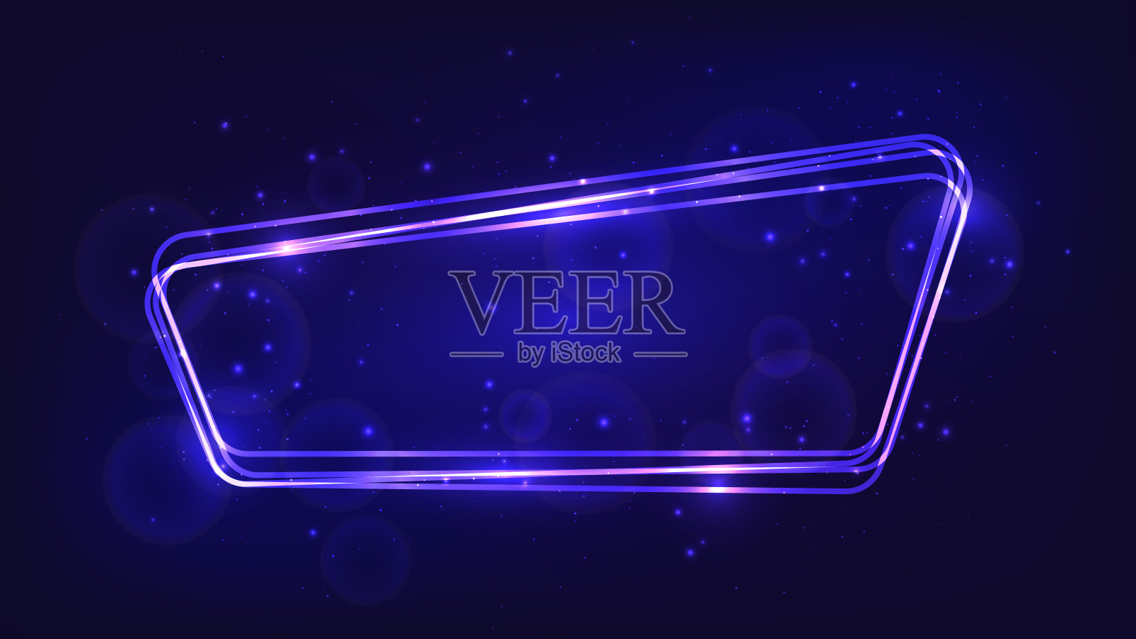 霓虹灯圆形框架与闪光的效果和火花插画图片素材