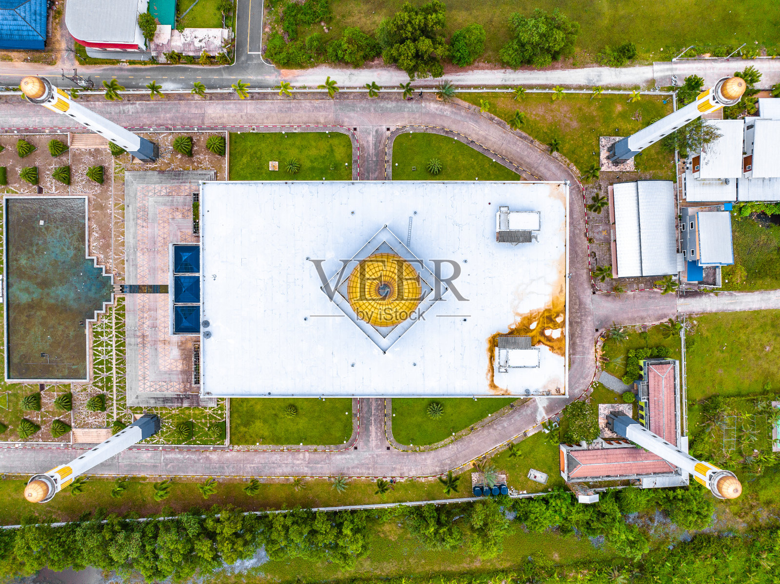 泰国宋卡中央清真寺的鸟瞰图照片摄影图片