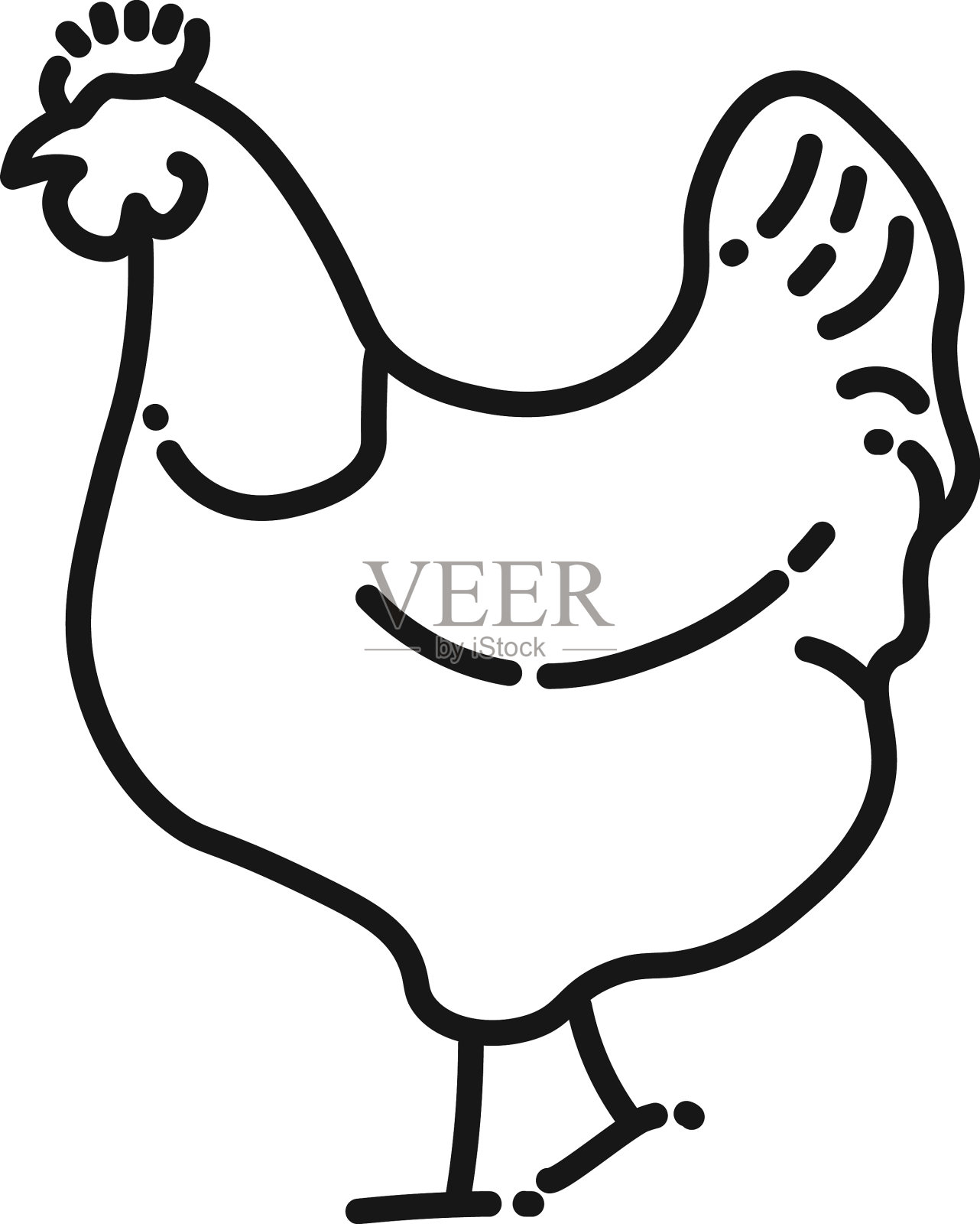 鸡线图标家禽象征乡村鸟类设计元素图片