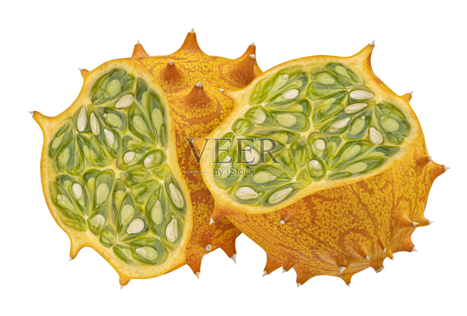 Kiwano孤立的白色背景与剪辑路径照片摄影图片