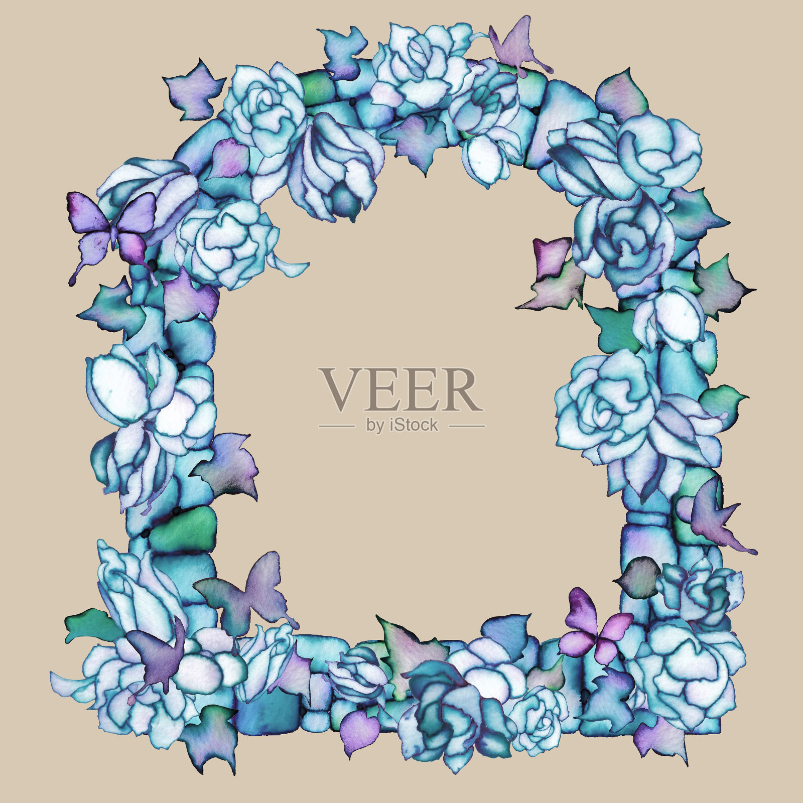 经典颜色的花门02插画图片素材