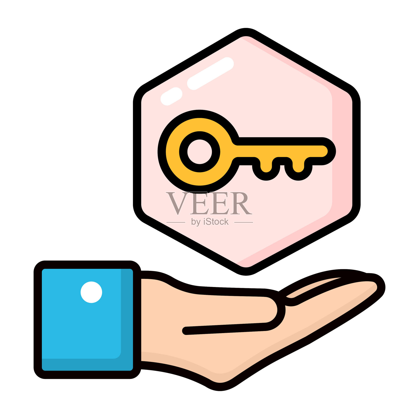 数字钥匙图标，不可替代的令牌，数字技术。插画图片素材