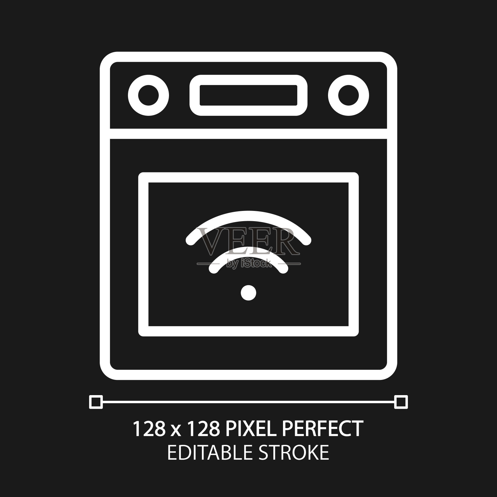 智能炉灶像素完美的白色线性图标为黑暗主题图标素材