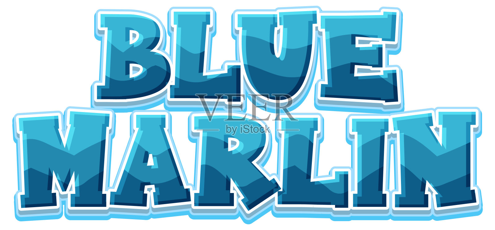 蓝色马林鱼文字标志设计元素图片