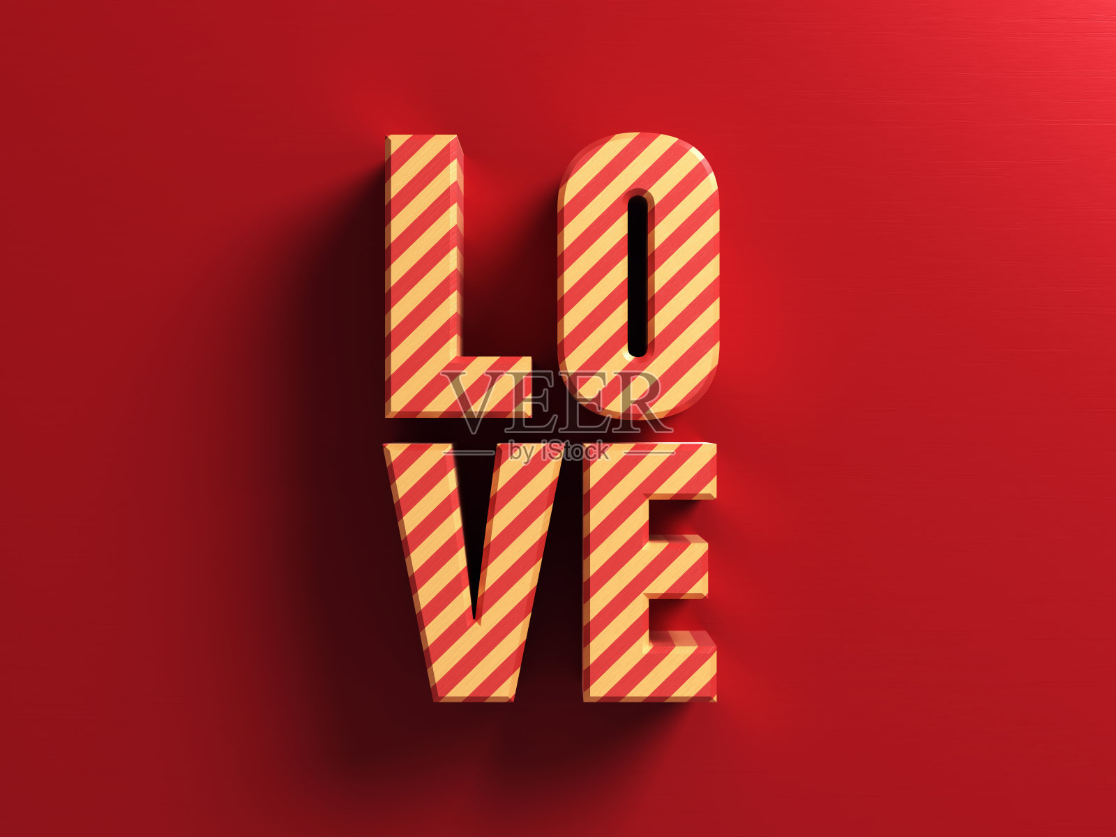 3D渲染红色背景上的爱情文字，情人节概念照片照片摄影图片