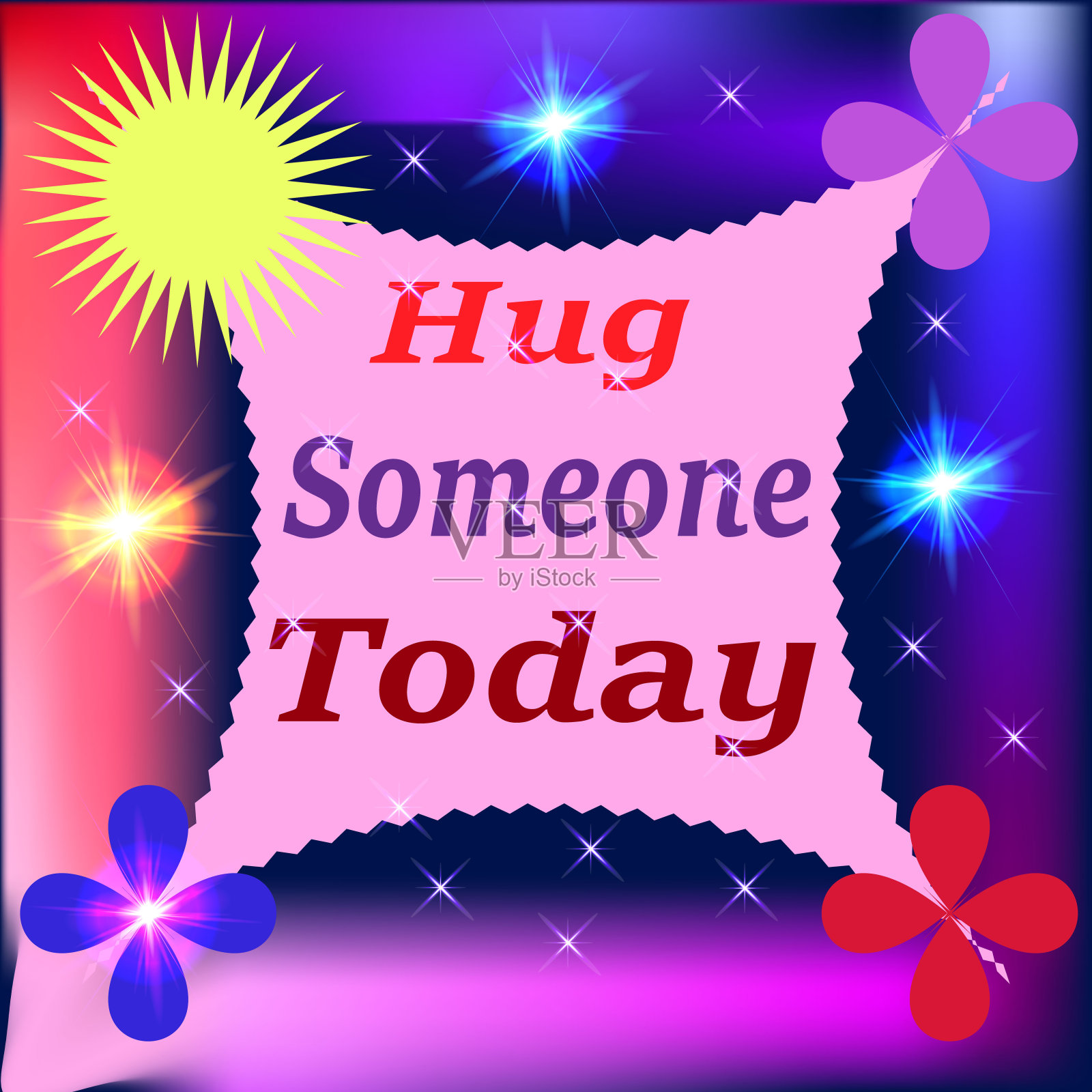 铭文“今天拥抱一个人”插画图片素材