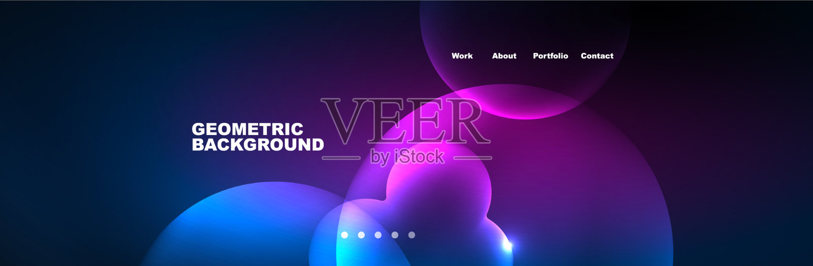 闪亮的霓虹灯圈和气泡黑暗抽象插画图片素材