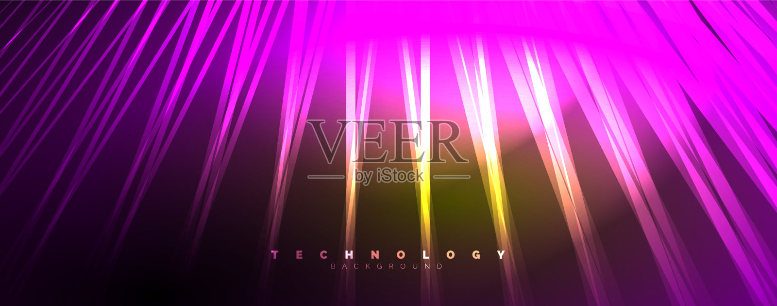 霓虹灯闪闪发光抽象线条光束插画图片素材