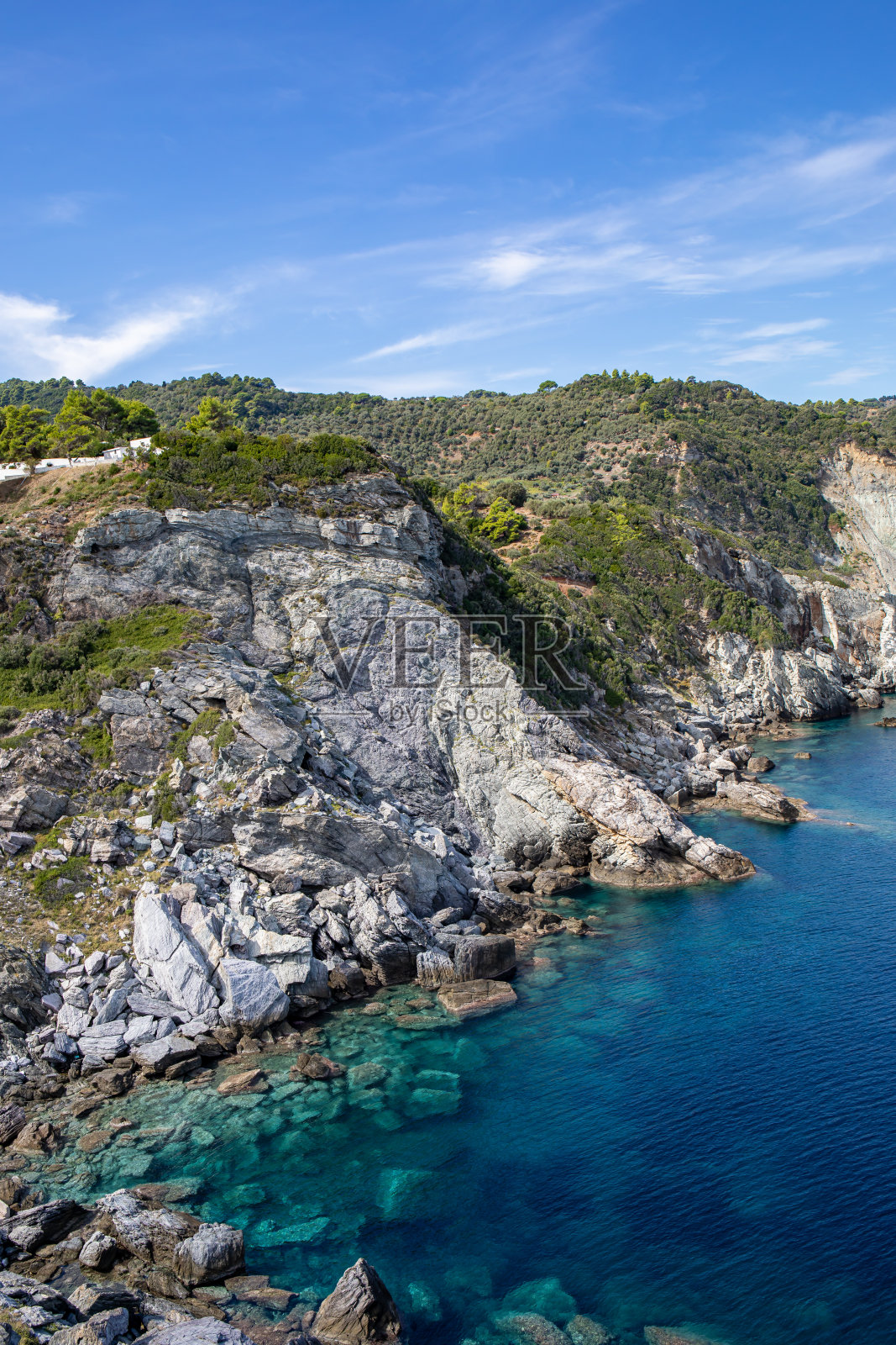 希腊斯科佩洛斯岛的海岸线照片摄影图片