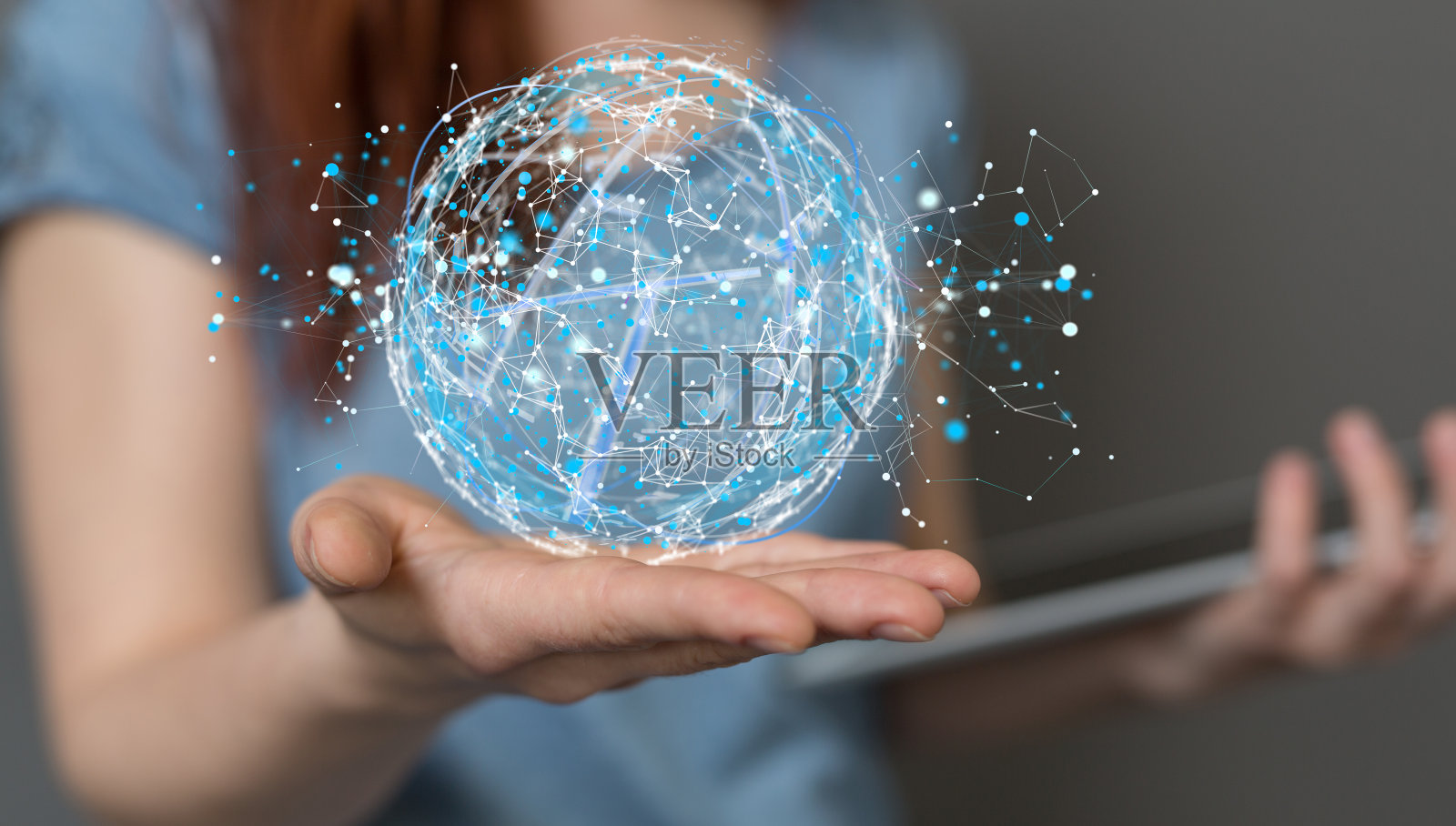 展示全球数字连接与技术的3D渲染的人照片摄影图片