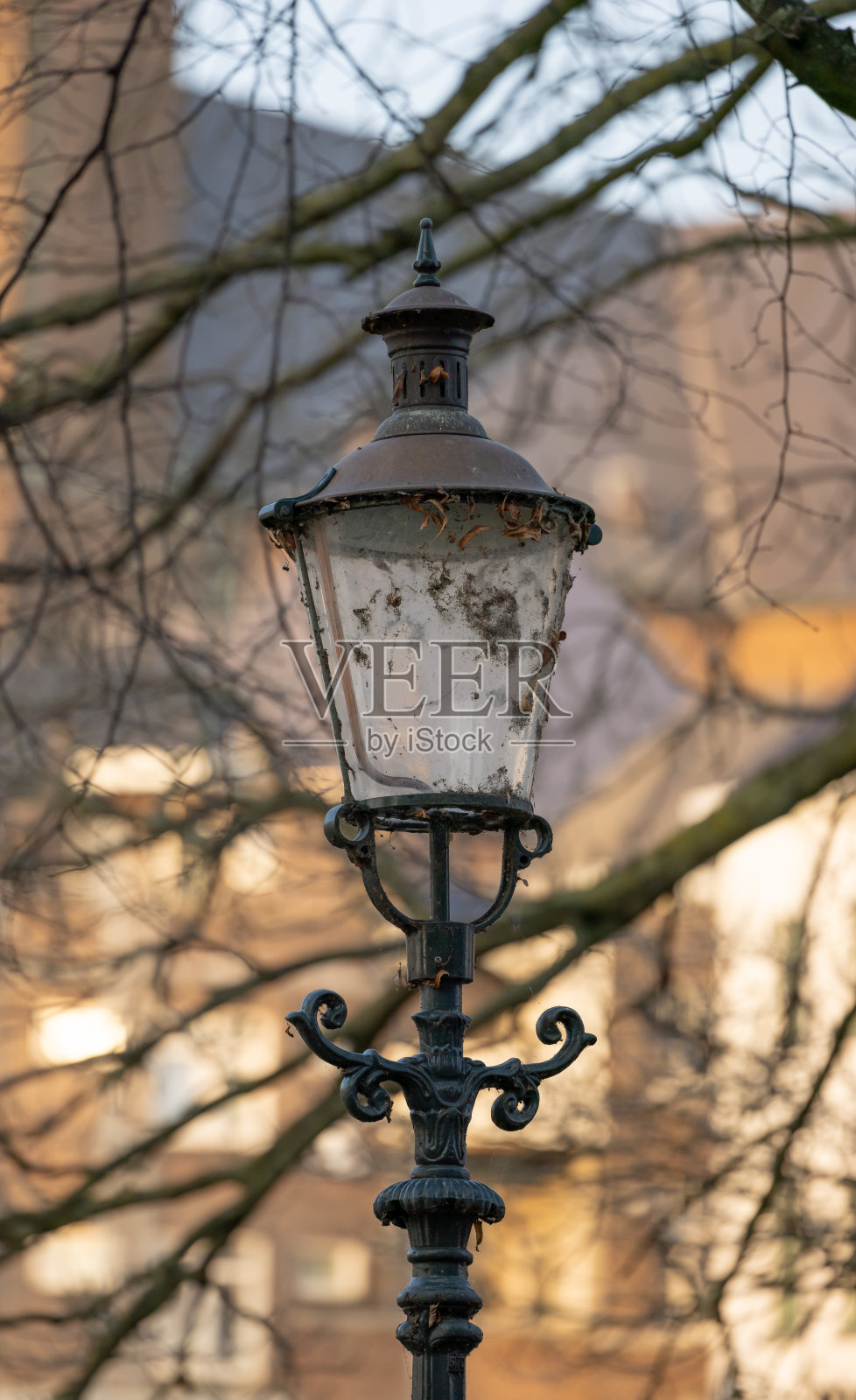 一个漂亮的老式路灯的垂直特写镜头照片摄影图片