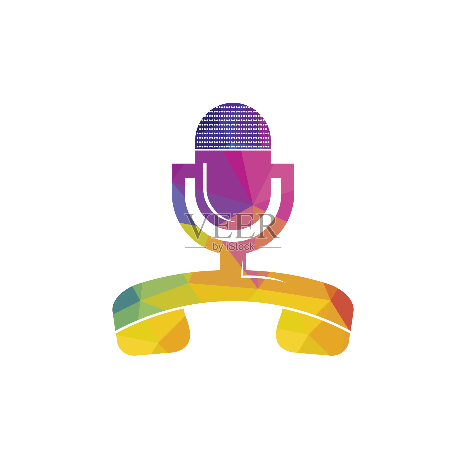 播客谈话向量符号设计。结合podcast麦克风的呼叫符号设计。插画图片素材