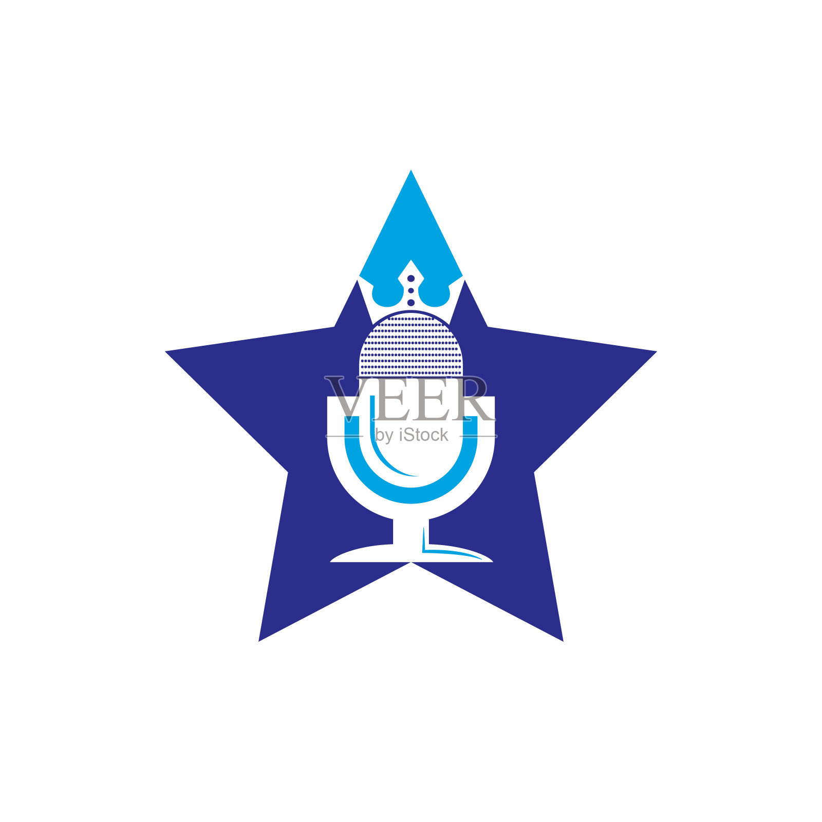 播客王矢量logo设计。王者音乐标志设计理念。插画图片素材