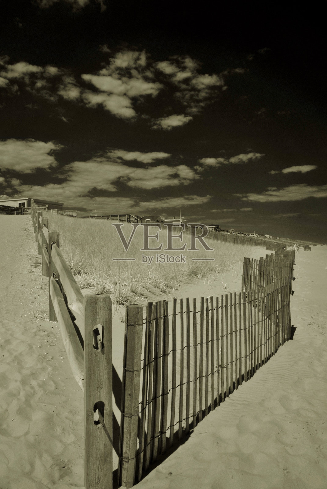 海滩栅栏照片摄影图片