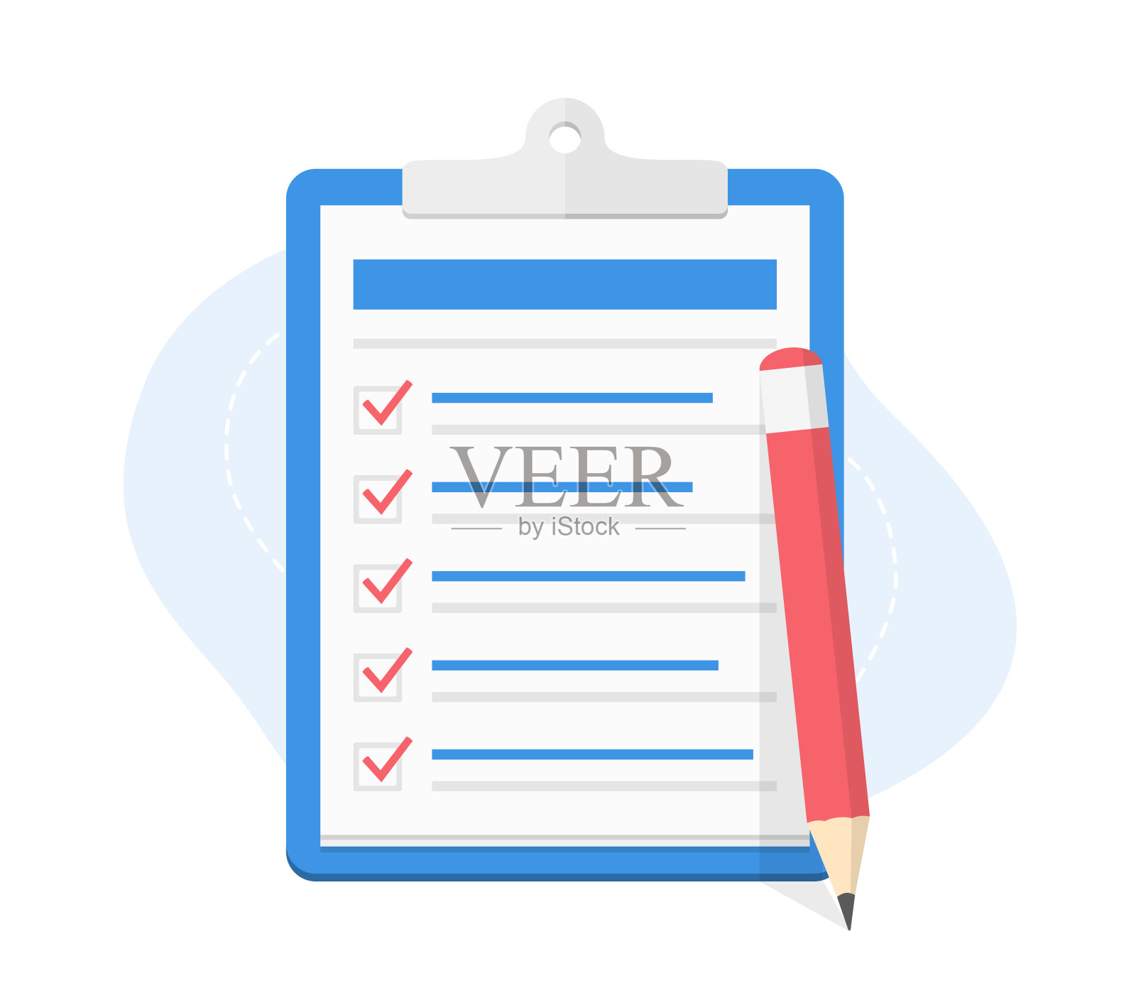 用红铅笔检查清单插画图片素材